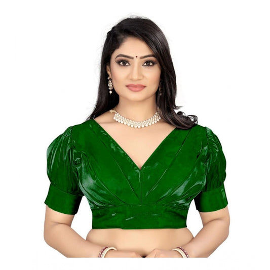 Generic Women's Organza Plain Readymade Blouse (Green, Size: Free Size)