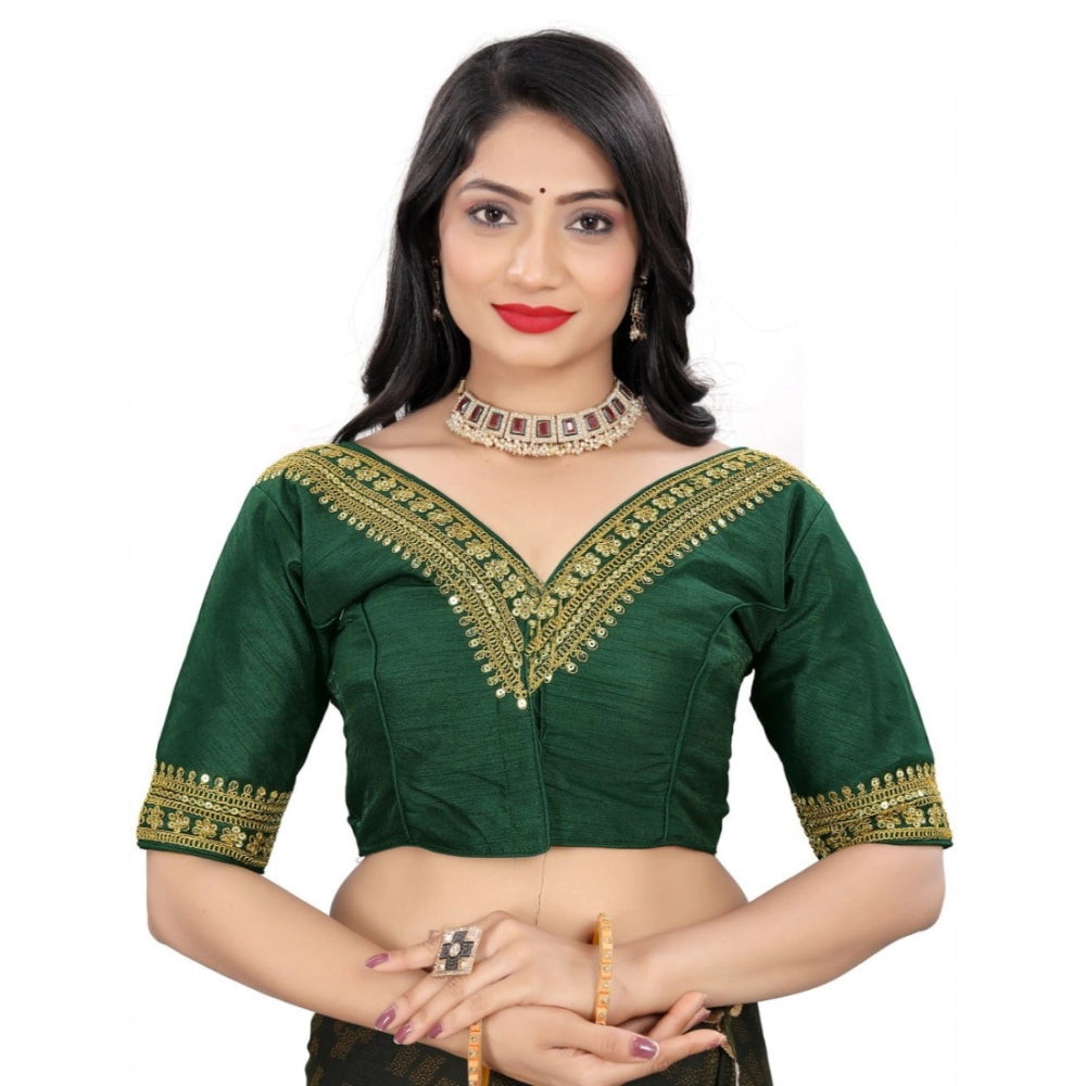 Generic Women's Banglory Embroidery Readymade Blouse (Green, Size: Free Size)