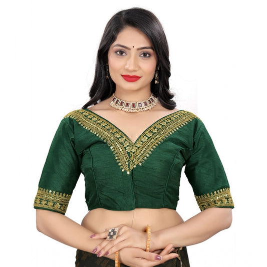 Generic Women's Banglory Embroidery Readymade Blouse (Green, Size: Free Size)