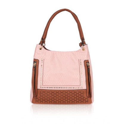 Women's Faux Leather Printed Tote Bag (Pink)