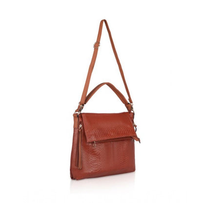 Women's Faux Leather Textured Sling Bag (Brown )