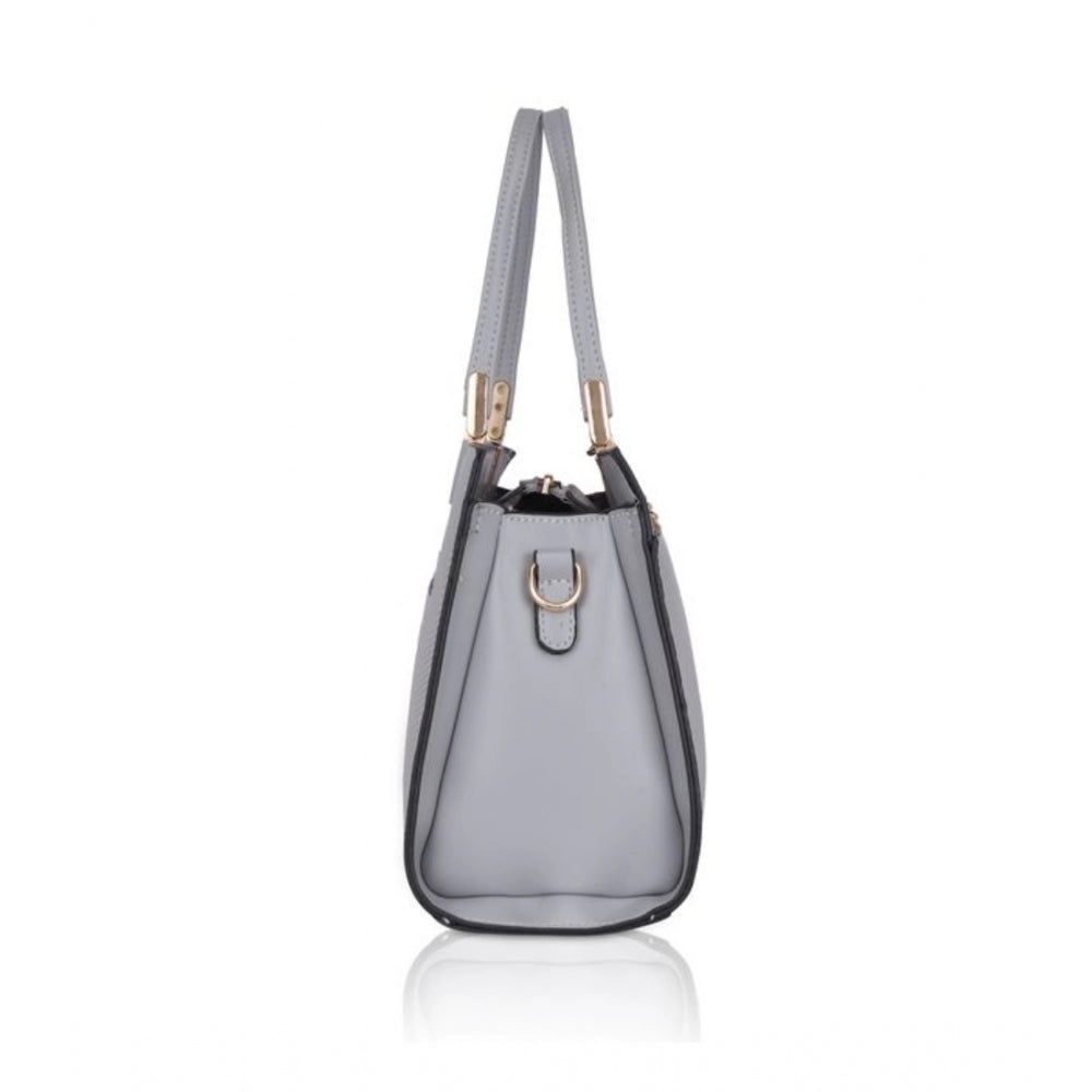 Women's Faux Leather Textured Adjustable Long Belt Handbag (Grey)