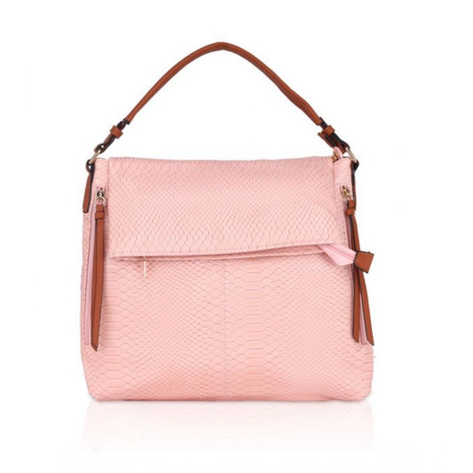 Generic Women's Faux Leather Textured Sling Bag (Pink)