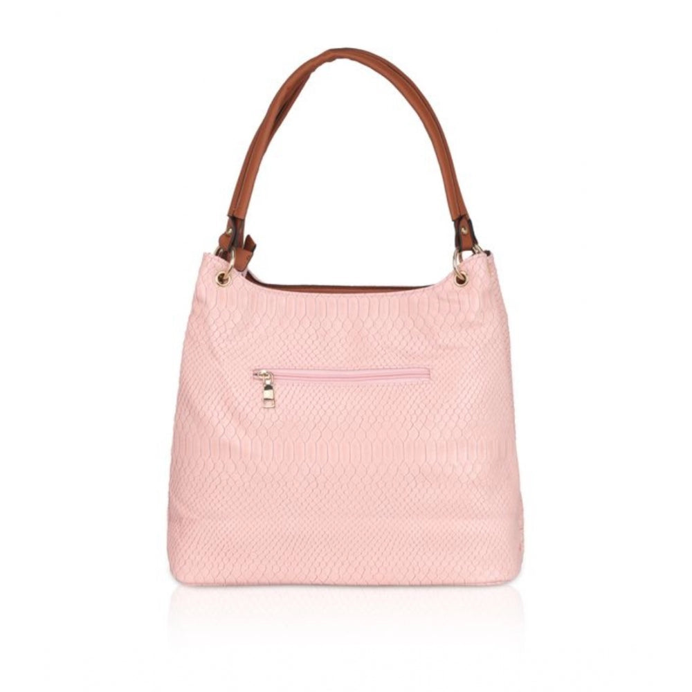 Women's Faux Leather Printed Tote Bag (Pink)