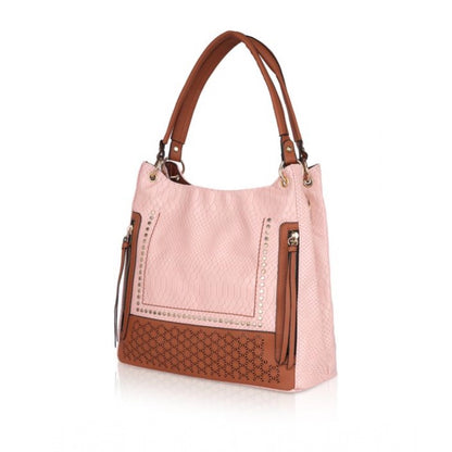 Women's Faux Leather Printed Tote Bag (Pink)