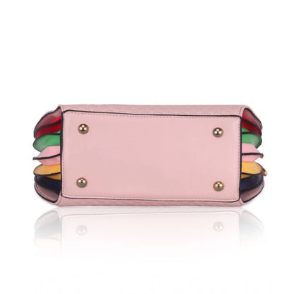 Women's Faux Leather Printed Adjustable Long Belt Handbag (Pink)