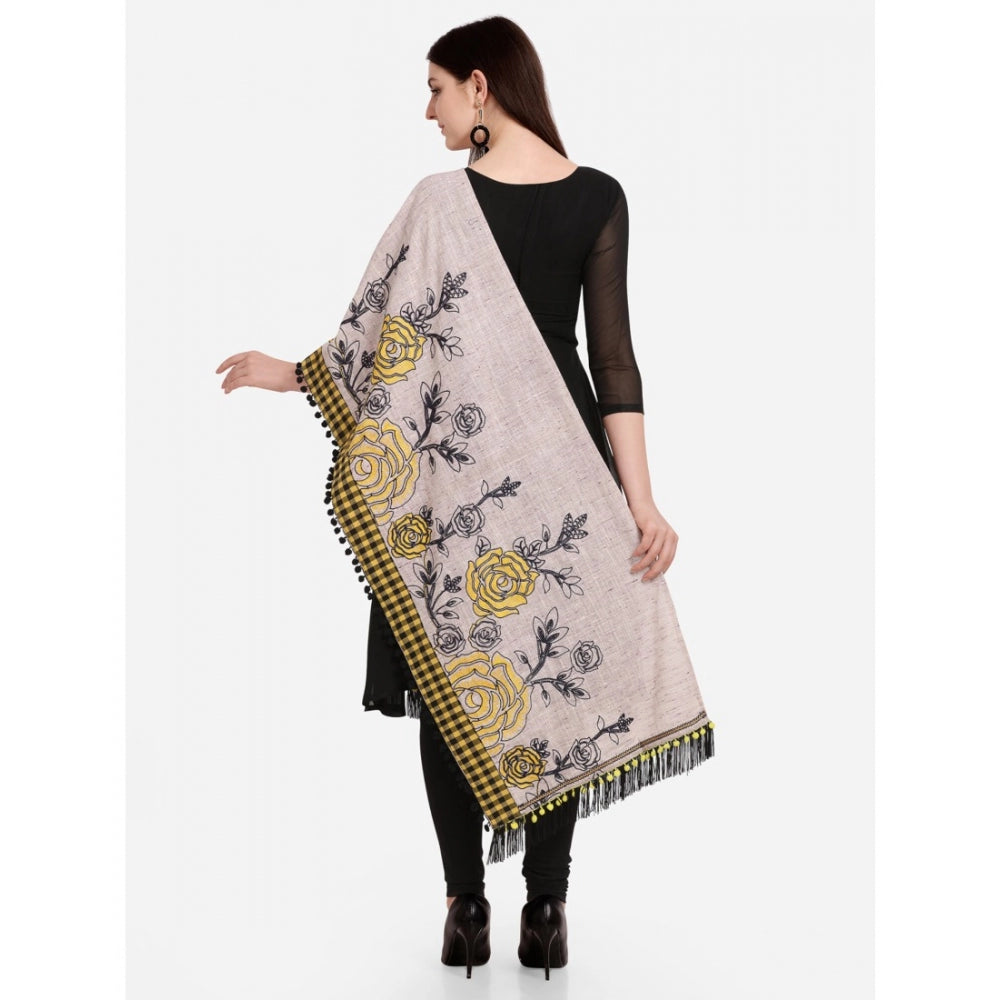 Generic Women's Cotton Embroidered Dupatta (Gray, Length: 1.5 to 2 Mtr)