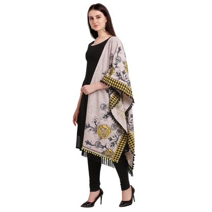 Generic Women's Cotton Embroidered Dupatta (Gray, Length: 1.5 to 2 Mtr)