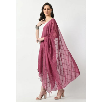 Generic Women's Chanderi Self design Dupatta (Levender, Length: Free Size)