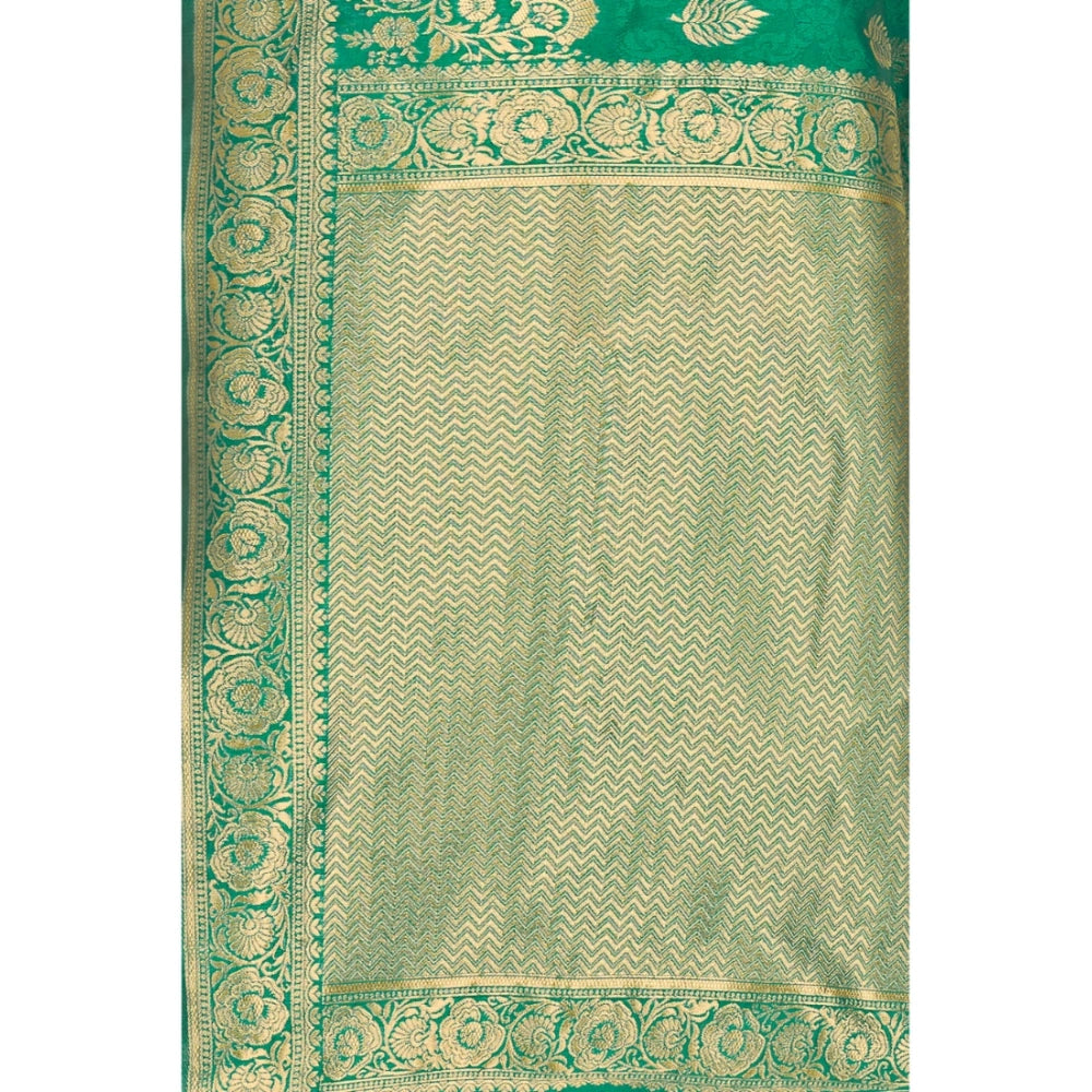 Women's Banarasi Silk Designer Weaving Saree With Unstitched Blouse (Green, 5.50 Mtrs)