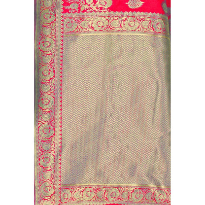 Women's Banarasi Silk Designer Weaving Saree With Unstitched Blouse (Pink, 5.50 Mtrs)