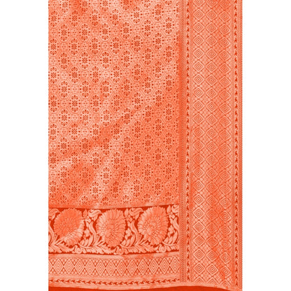 Women's Banarasi Silk Designer Weaving Saree With Unstitched Blouse (Orange, 5.50 Mtrs)