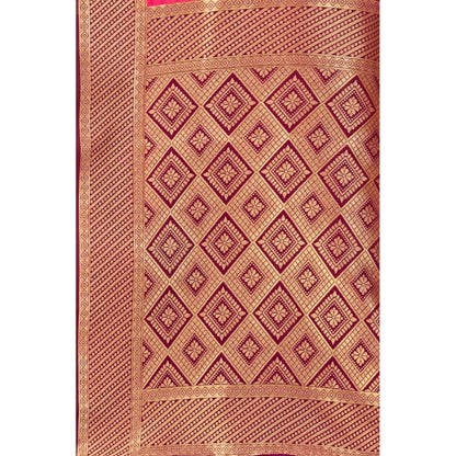 Women's Banarasi Silk Designer Weaving Saree With Unstitched Blouse (Purple, 5.50 Mtrs)