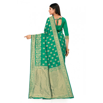 Women's Banarasi Silk Designer Weaving Saree With Unstitched Blouse (Green, 5.50 Mtrs)