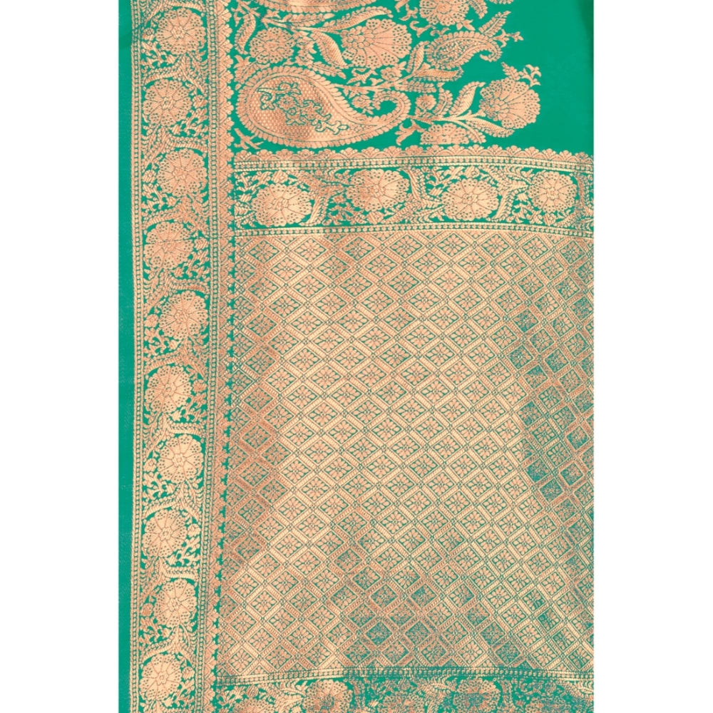 Women's Banarasi Silk Designer Weaving Saree With Unstitched Blouse (Green, 5.50 Mtrs)