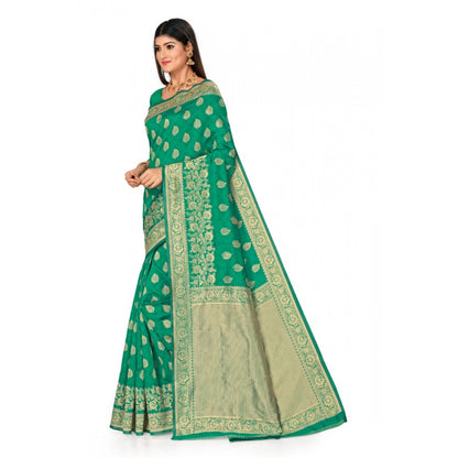 Women's Banarasi Silk Designer Weaving Saree With Unstitched Blouse (Green, 5.50 Mtrs)