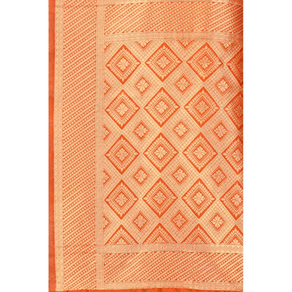 Women's Banarasi Silk Designer Weaving Saree With Unstitched Blouse (Orange, 5.50 Mtrs)