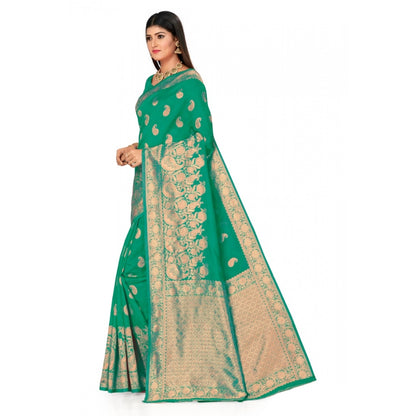 Women's Banarasi Silk Designer Weaving Saree With Unstitched Blouse (Green, 5.50 Mtrs)