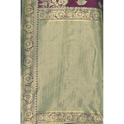 Women's Banarasi Silk Designer Weaving Saree With Unstitched Blouse (Purple, 5.50 Mtrs)