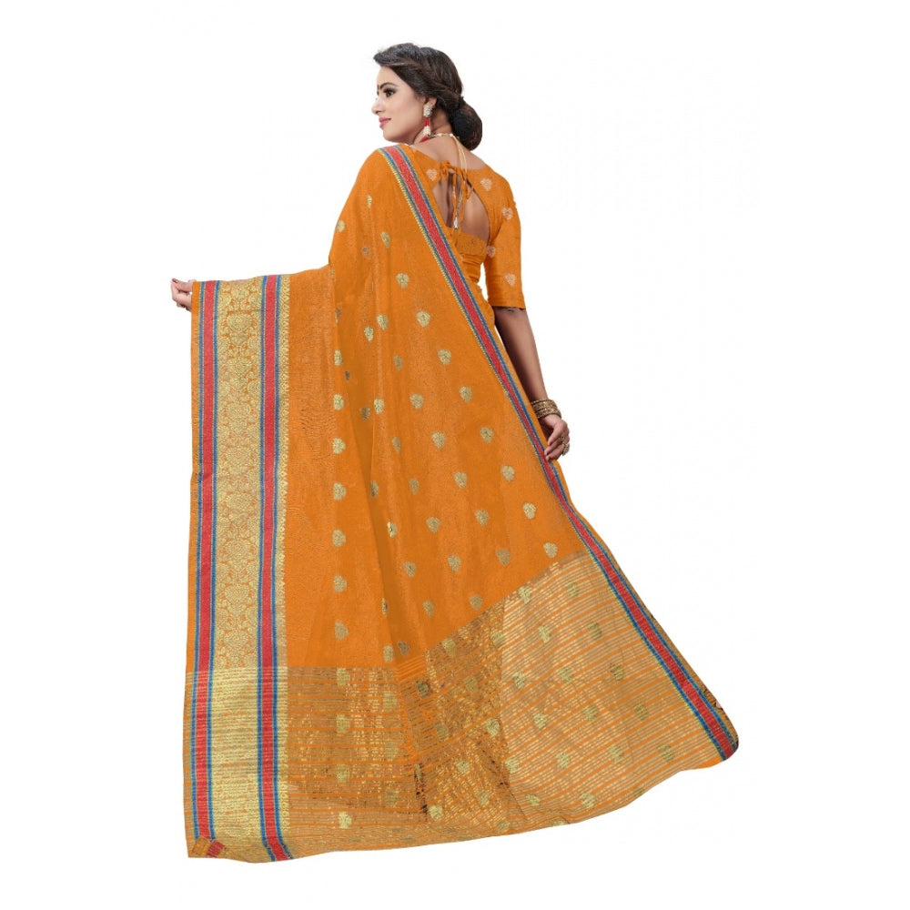 Women's Cotton Silk Designer Weaving Saree With Unstitched Blouse (Mustered, 5.50 Mtrs)