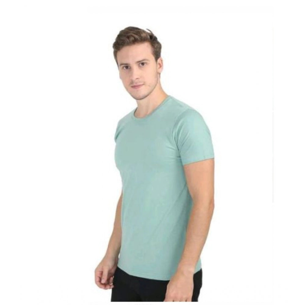 Men's Casual Short Sleeves Cotton Round Neck T-shirt (Green)