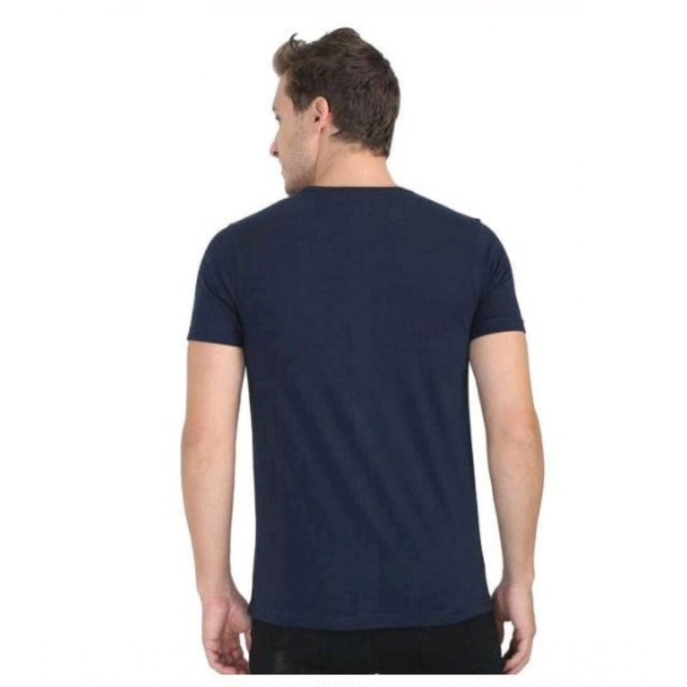 Men's Casual Short Sleeves Cotton Round Neck T-shirt (Black)