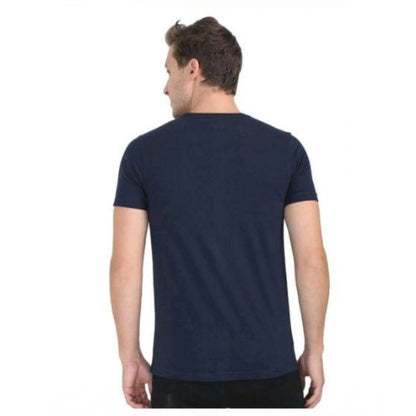 Men's Casual Short Sleeves Cotton Round Neck T-shirt (Black)