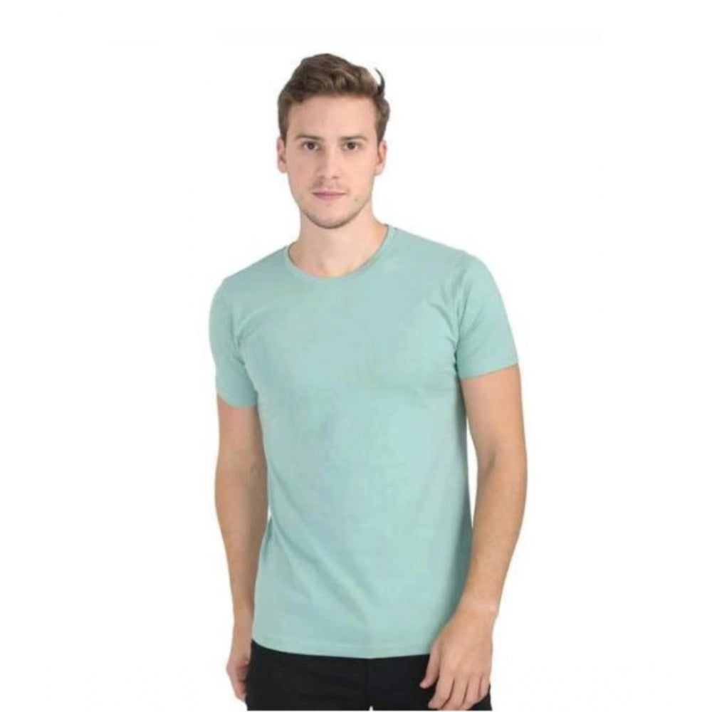 Men's Casual Short Sleeves Cotton Round Neck T-shirt (Green)