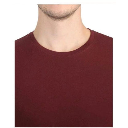 Men's Casual Short Sleeves Cotton Round Neck T-shirt (Maroon)