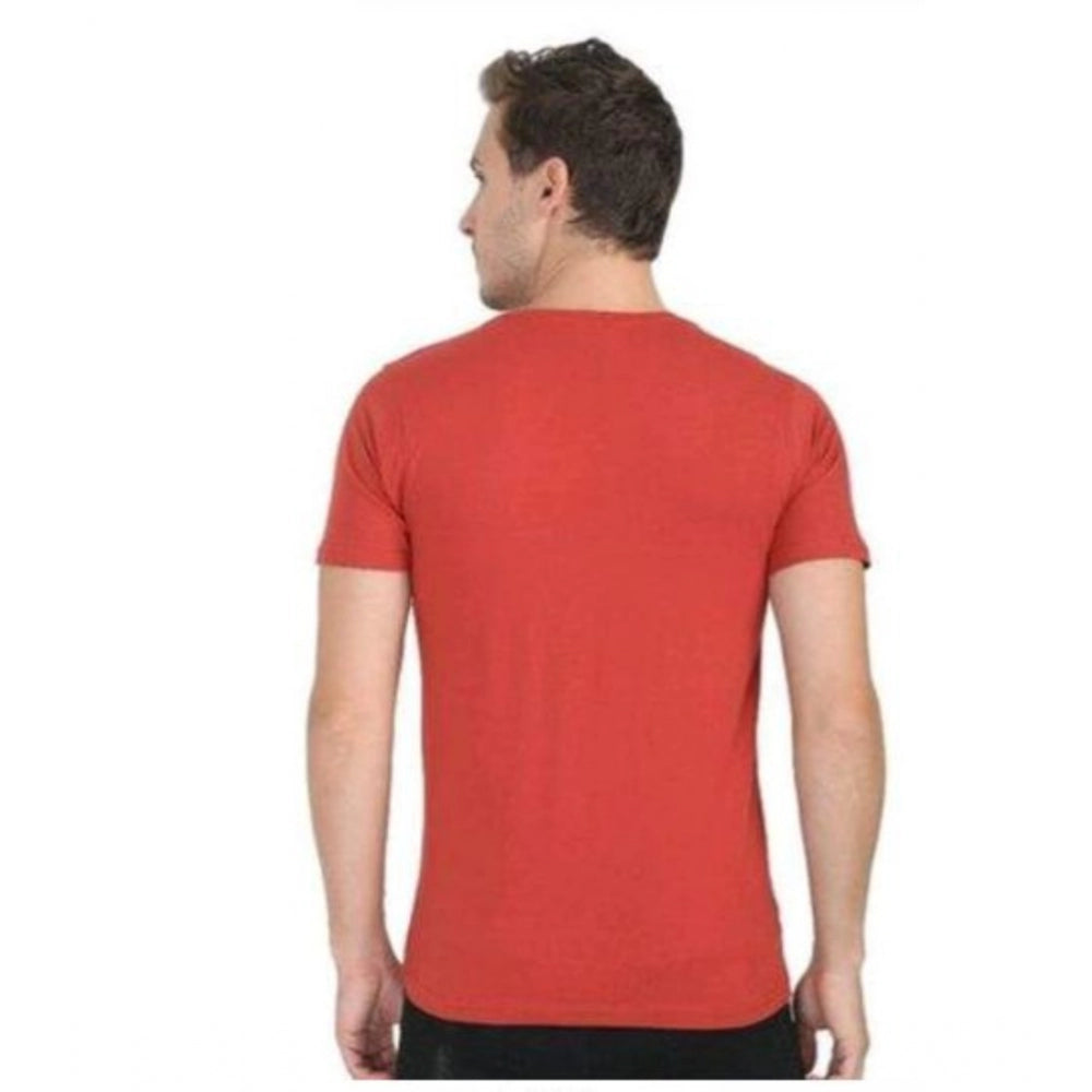 Men's Casual Short Sleeves Cotton Round Neck T-shirt (Red)