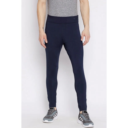 Generic Men's Solid Polyester Tights (Blue)