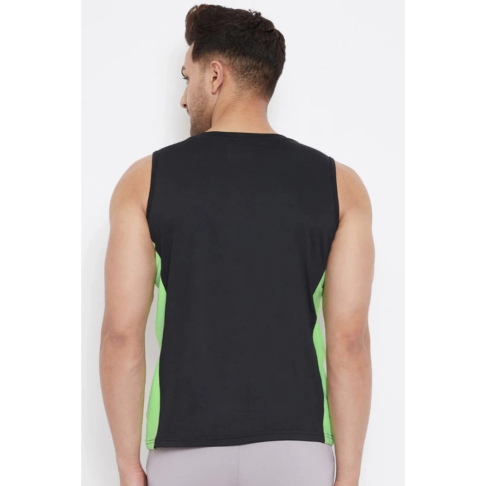 Generic Men's Solid Polyester Sleeveless T.Shirt (Black)