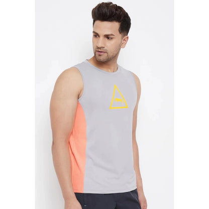 Generic Men's Solid Polyester Sleeveless T.Shirt (Grey)