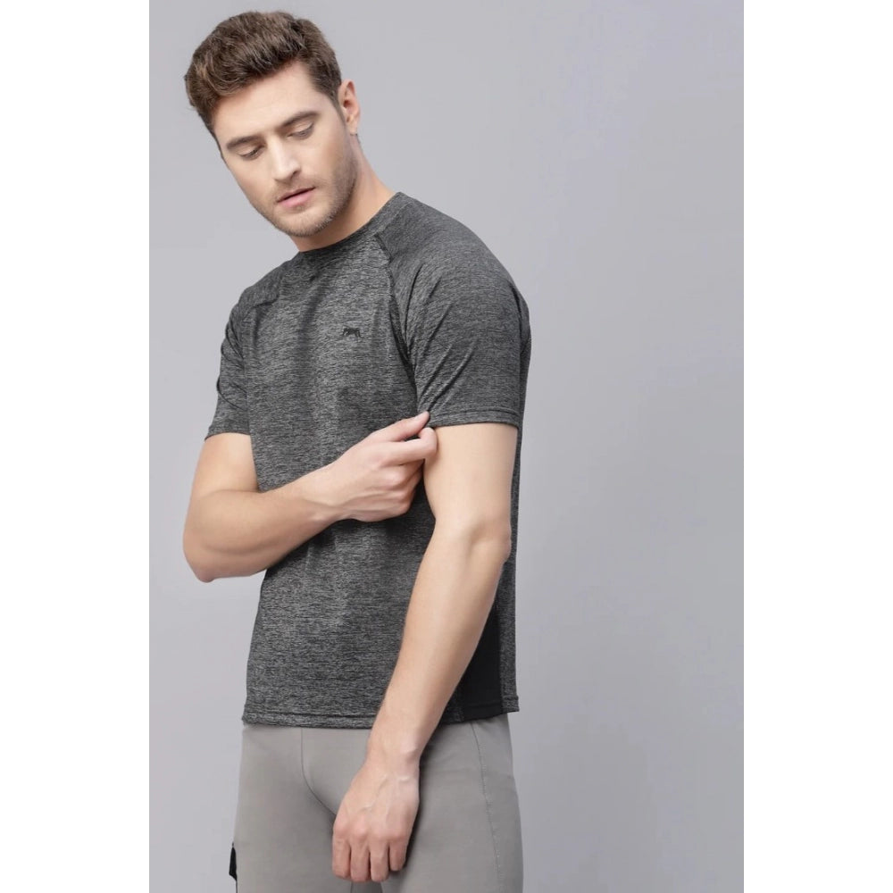 Generic Men's Solid Polyester Short Sleeves T.Shirt (Grey)