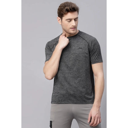 Generic Men's Solid Polyester Short Sleeves T.Shirt (Grey)