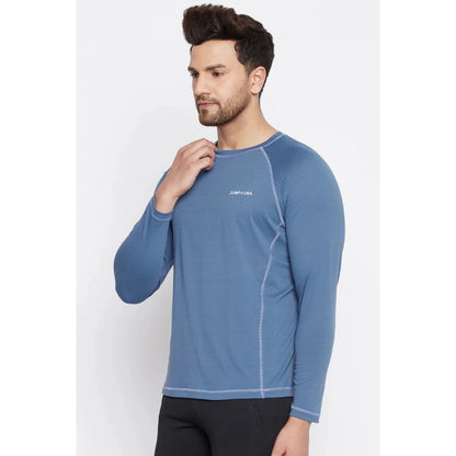 Generic Men's Solid Polyester Full Sleeve T.Shirt (Blue)