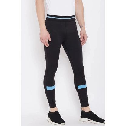 Men's Solid Polyester Tights (Black)