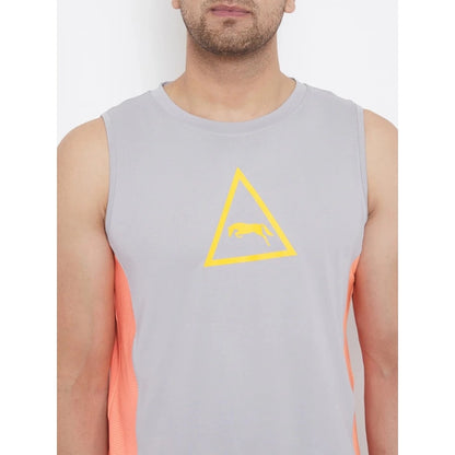 Generic Men's Solid Polyester Sleeveless T.Shirt (Grey)