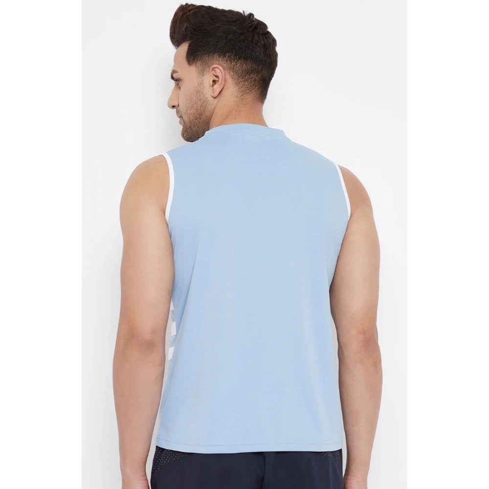 Generic Men's Striped Polyester Sleeveless T.Shirt (Blue)