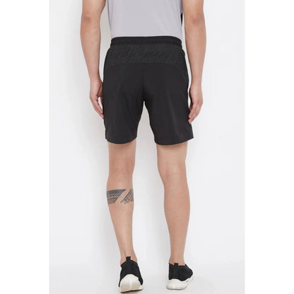 Generic Men's Solid Polyester Above Knee Shorts (Black)