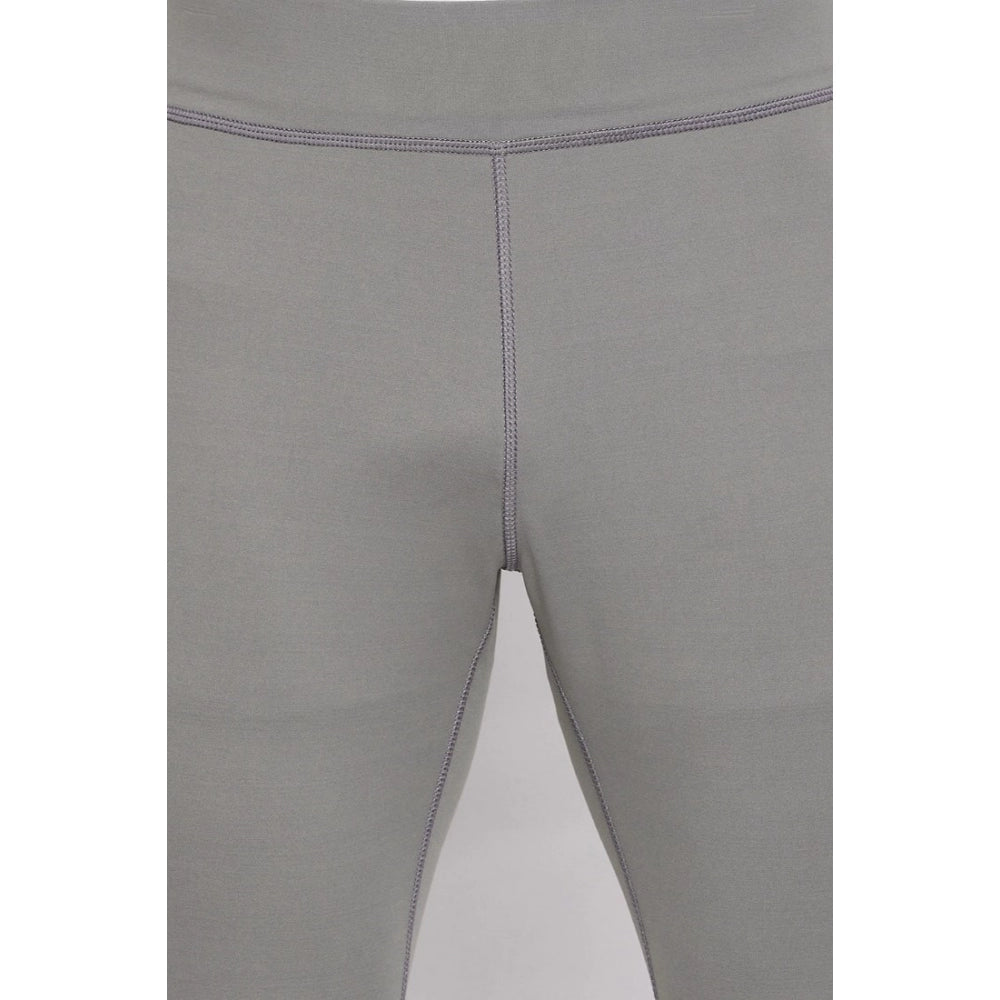 Generic Men's Solid Polyester Tights (Grey)