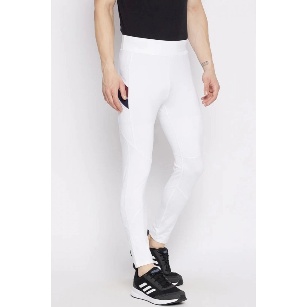 Generic Men's Solid Polyester Tights (White)