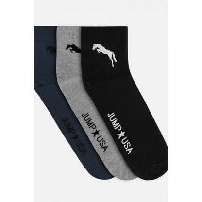 Men's Printed Cotton Spandex Ankle Length Socks (Assorted)