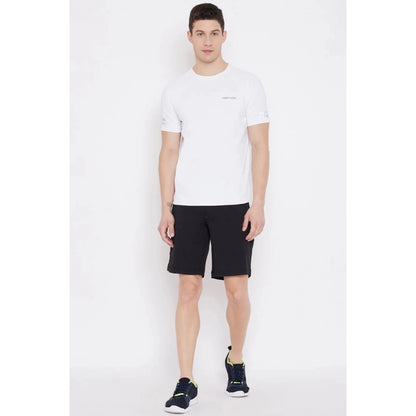 Men's Solid Polyester Knee Length Shorts (Black)