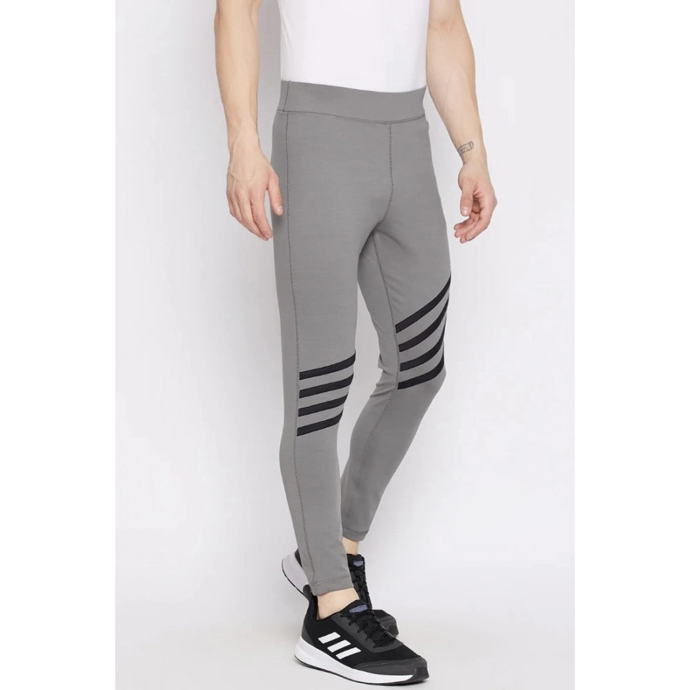 Generic Men's Striped Polyester Tights (Grey)