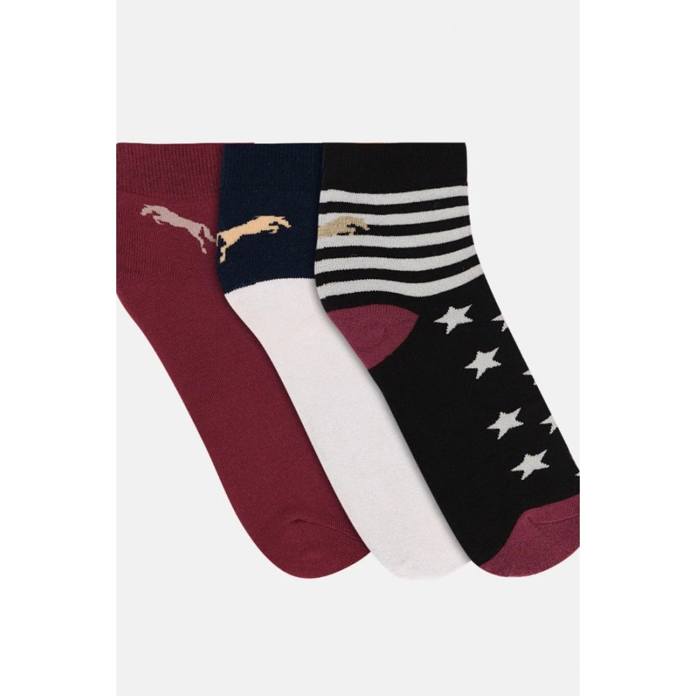 Men's Printed Cotton Spandex Ankle Length Socks (Assorted)