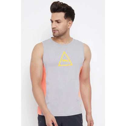 Generic Men's Solid Polyester Sleeveless T.Shirt (Grey)