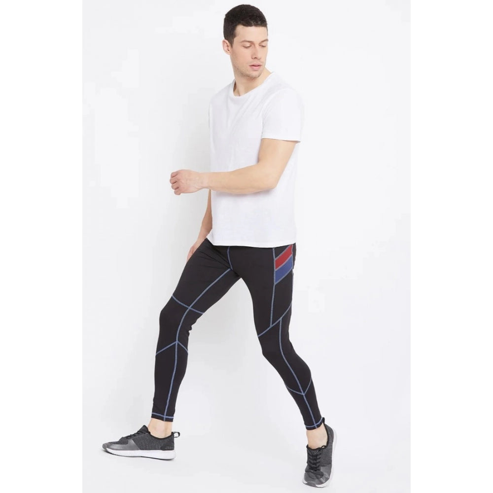 Generic Men's Solid Polyester Tights (Black)