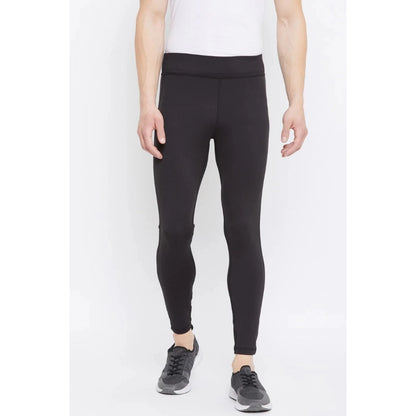 Generic Men's Solid Polyester Tights (Black)