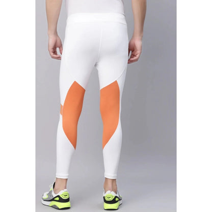 Generic Men's Striped Polyester Tights (White Orange)